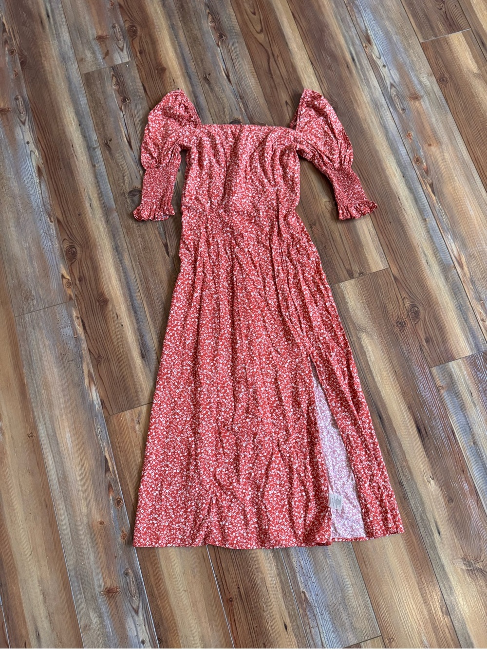 Mi Ami - Small, Coral Floral Off-Shoulder Maxi Dress - Picture 2 of 14